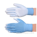 Hespax PU Coated 13g Polyester Knitted Blue Gloves